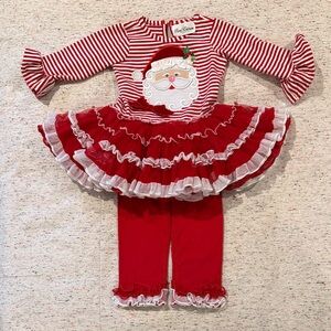 Rare Editions Red & White Santa Ruffle Tutu Legging Set